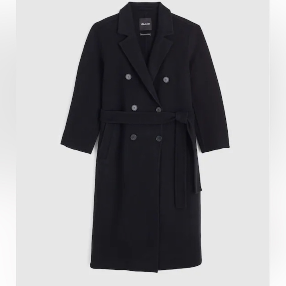 Madewell Double-Faced Brushed Long Wool Coat- NWT-black- Med or Small retail$368